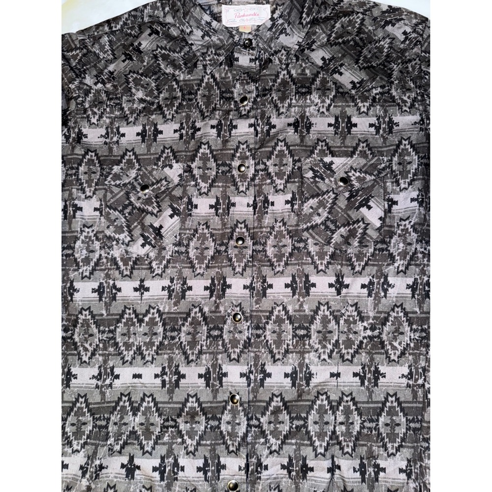 Panhandle Women's Southwest Geometric Print Long Sleeve Snap Front Shirt Size L - Picture 3 of 6
